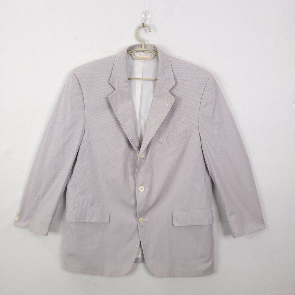 Brooks Brothers Blazer Mens 40 Grey Stripe Seersucker Vintage Made in USA Coat